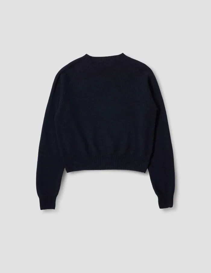 Knitwear Women Margaret Howell Short Classic Crew Neck Dark Navy Twist