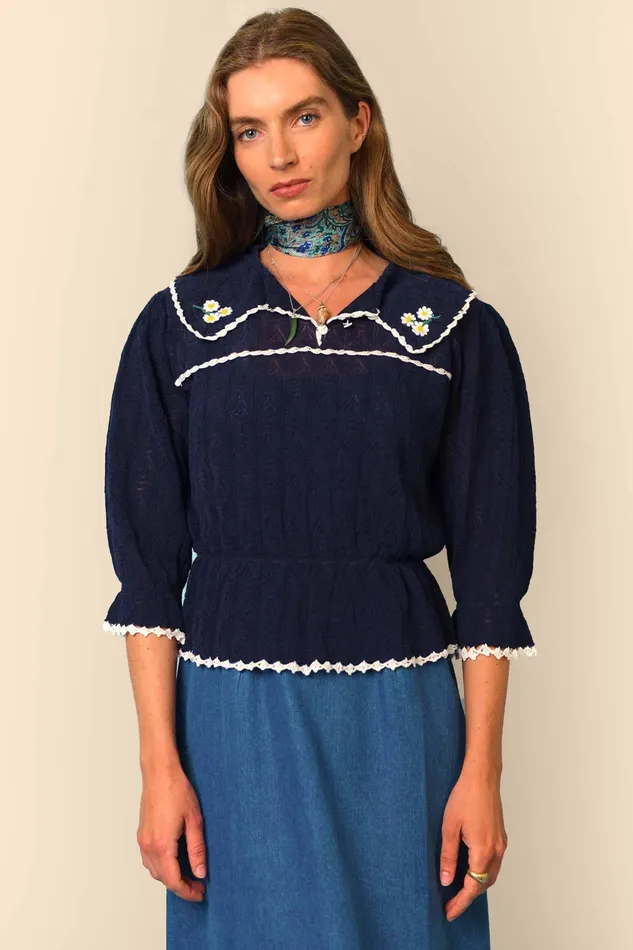 Knitwear Women RIXO Kali Navy Knitwear Women RIXO Kali Navy