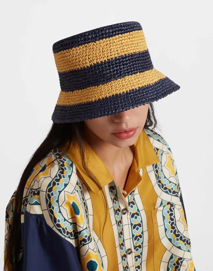 La Double J Bucket Hat Color Block Navy Women Hats La Double J Bucket Hat Color Block Navy Women Hats