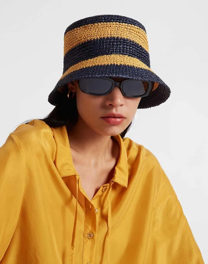 La Double J Bucket Hat Color Block Navy Women Hats La Double J Bucket Hat Color Block Navy Women Hats