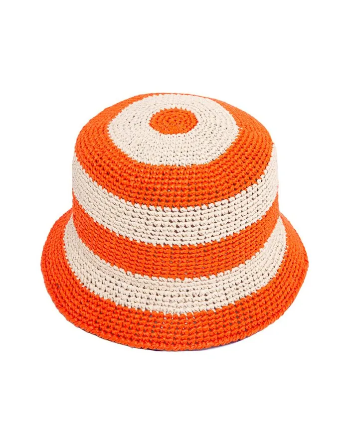 La Double J Bucket Hat Raffia Bicolore Arancio In Raffia Crochet Women Hats La Double J Bucket Hat Raffia Bicolore Arancio In Raffia Crochet Women Hats