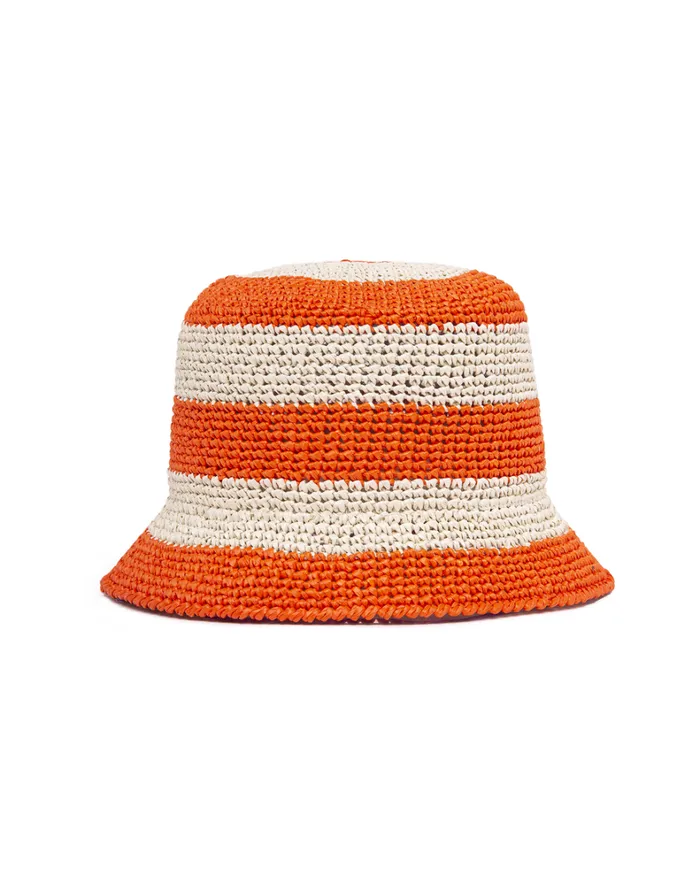 La Double J Bucket Hat Raffia Bicolore Arancio In Raffia Crochet Women Hats La Double J Bucket Hat Raffia Bicolore Arancio In Raffia Crochet Women Hats