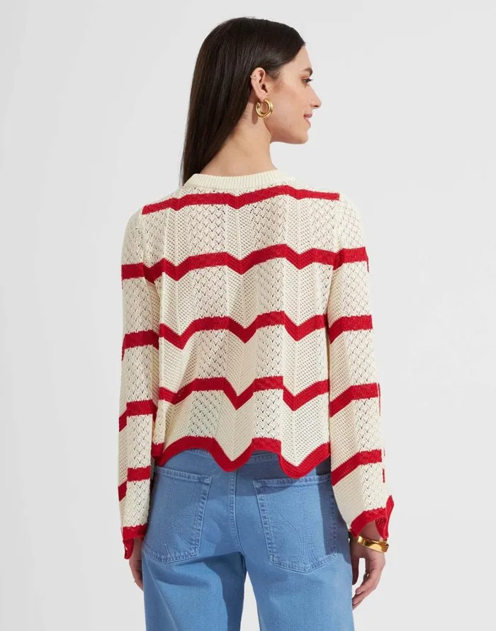 La Double J Chevron Crop Sweater Red In Knit Chevron Women Knitwear La Double J Chevron Crop Sweater Red In Knit Chevron Women Knitwear