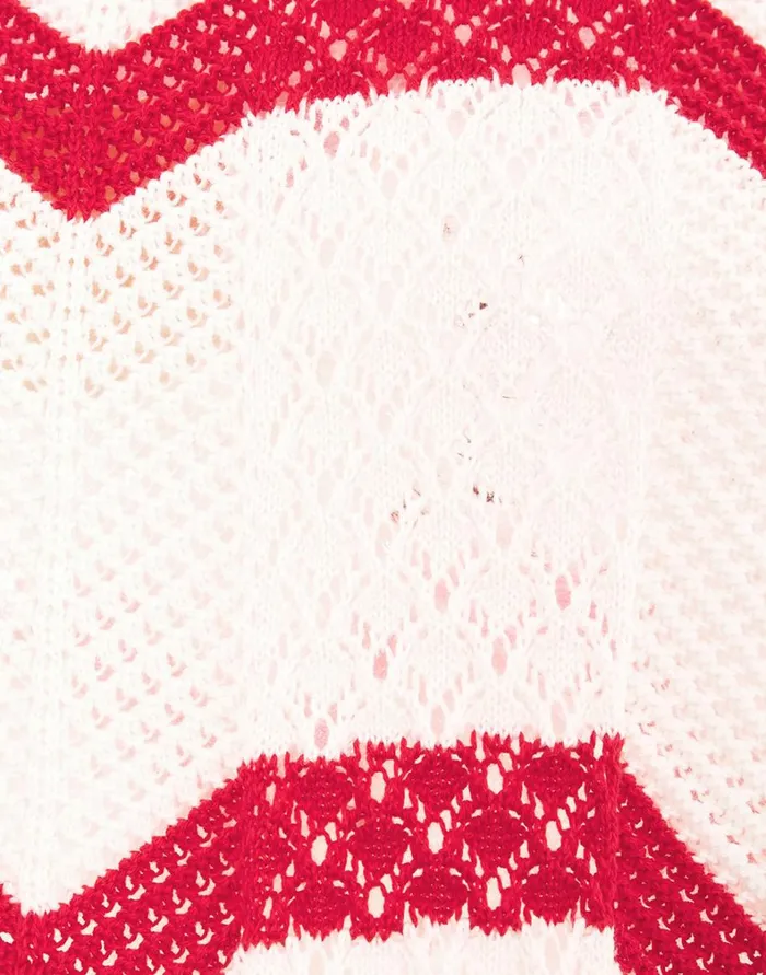 La Double J Chevron Crop Sweater Red In Knit Chevron Women Knitwear La Double J Chevron Crop Sweater Red In Knit Chevron Women Knitwear