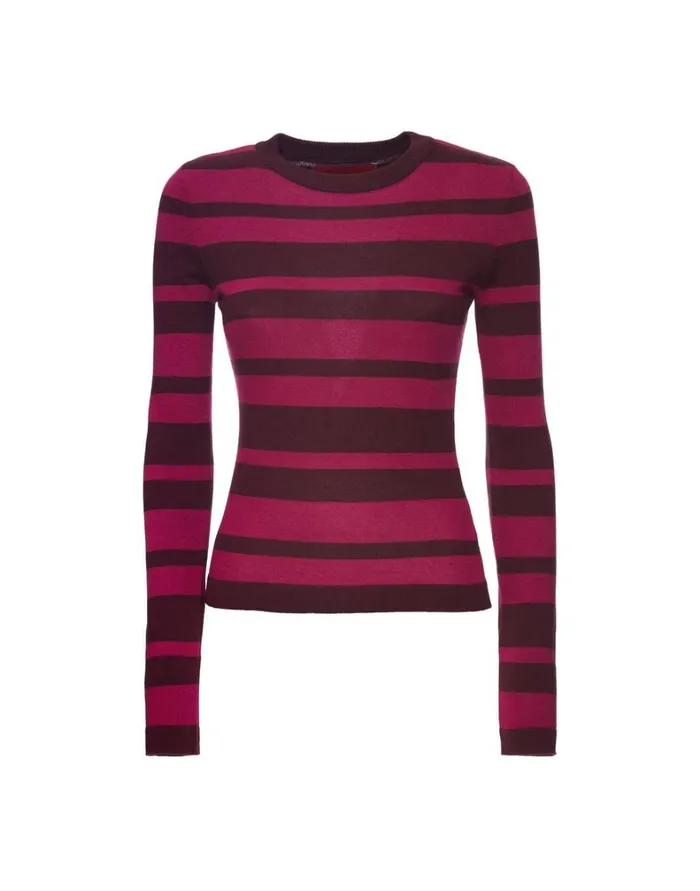 La Double J Crew Top Solid Fuchsia Women Knitwear La Double J Crew Top Solid Fuchsia Women Knitwear