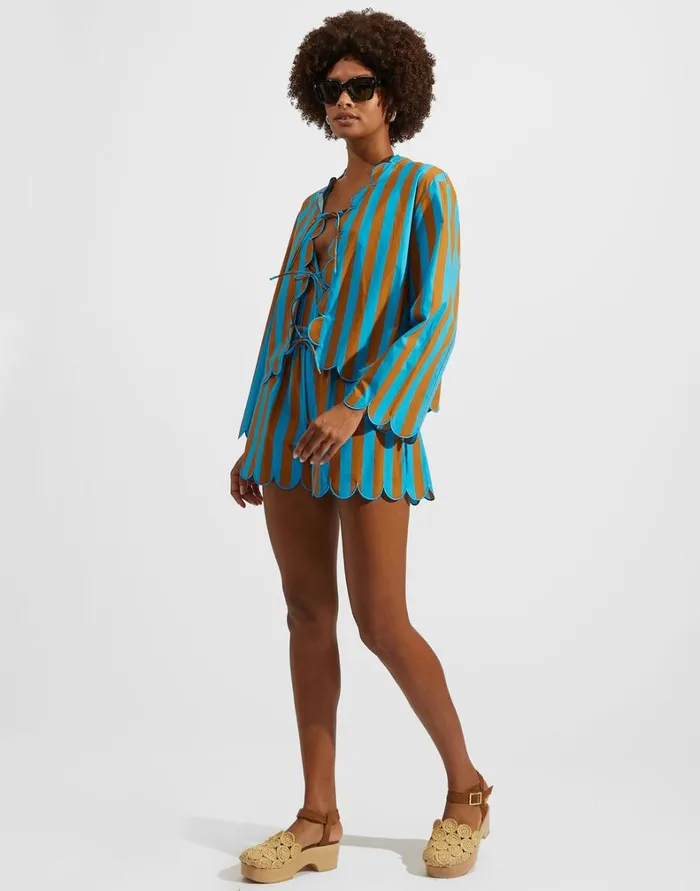 La Double J Double Dutch Jacket Embroidered Riviera Turchese Women Shirts and Tops