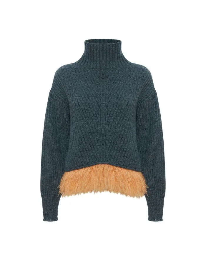 La Double J High Kick Sweater Blue Women Knitwear La Double J High Kick Sweater Blue Women Knitwear