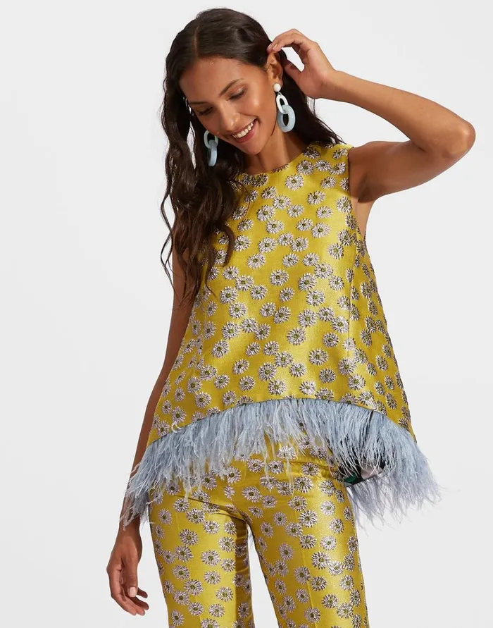 La Double J La Scala Top With Feathers Margarita Women Shirts and Tops