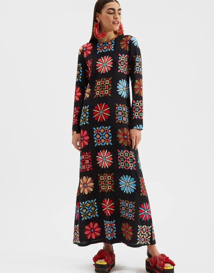 La Double J Long Sleeve Swing Dress Vetrata Grande Women Dresses