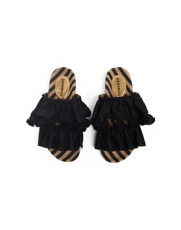 La Double J Pimento Slide Solid Black Women Shoes La Double J Pimento Slide Solid Black Women Shoes