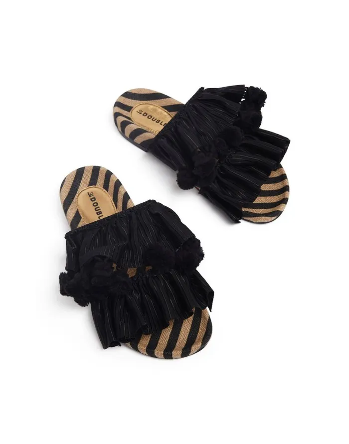 La Double J Pimento Slide Solid Black Women Shoes La Double J Pimento Slide Solid Black Women Shoes