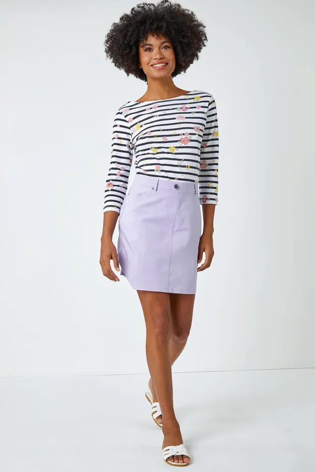 Lilac Elastic Waist Straight Stretch Skirt Women Roman Skirts