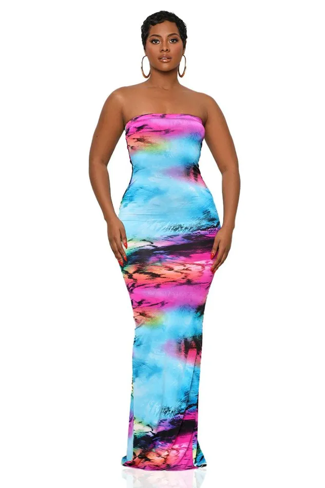 Lilly039s Kloset Dresses Evening Glow Tube Dress Blue MultiFINAL SALE 8211 Women