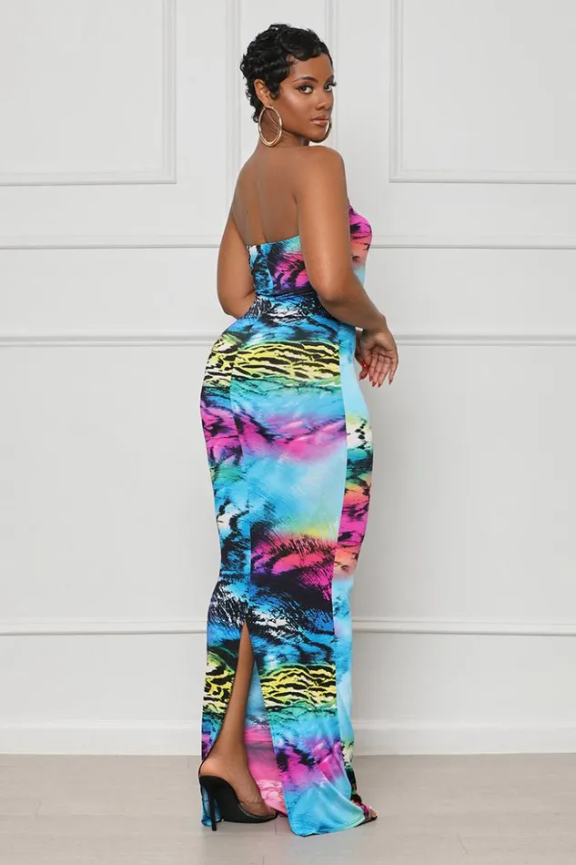 Lilly039s Kloset Dresses Evening Glow Tube Dress Blue MultiFINAL SALE 8211 Women