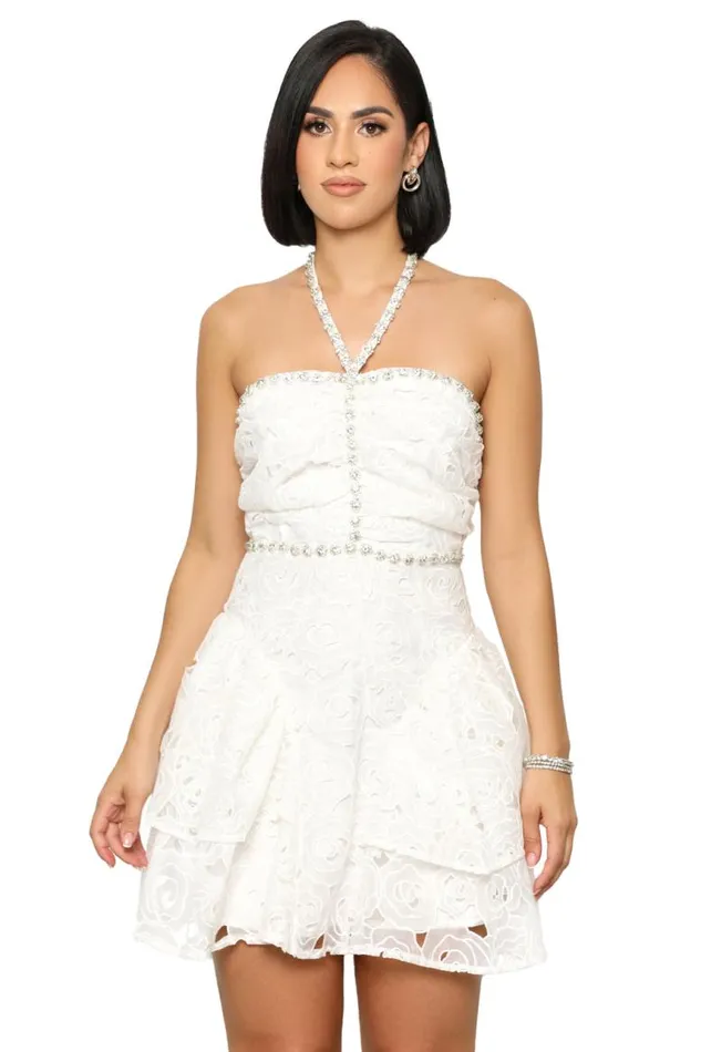 Lilly039s Kloset Dresses Lelia 3D Floral White Dress FINAL SALE 8211 Women