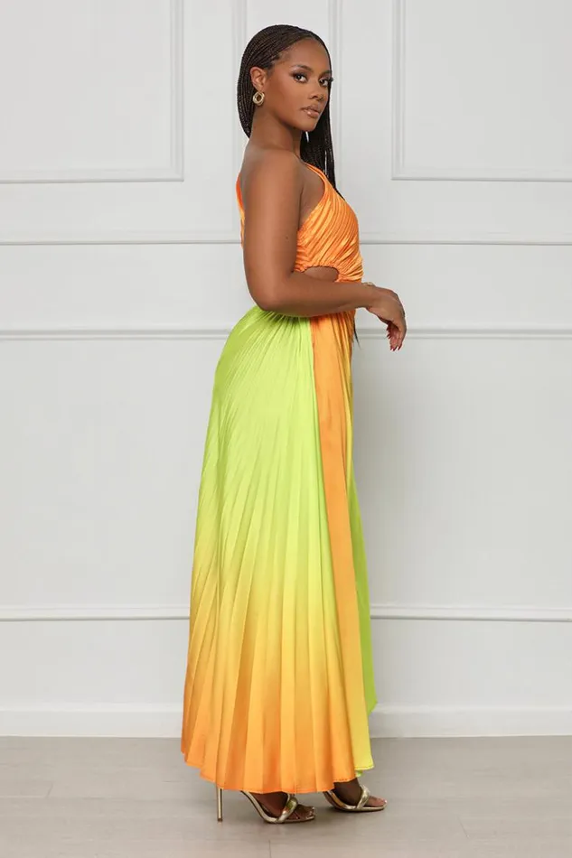 Lilly039s Kloset Dresses Tangerine Burst One Shoulder Dress Orange Multi FINAL SALE 8211 Women