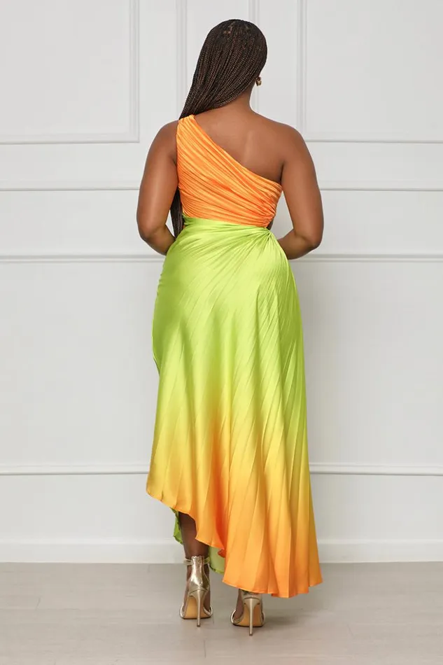 Lilly039s Kloset Dresses Tangerine Burst One Shoulder Dress Orange Multi FINAL SALE 8211 Women