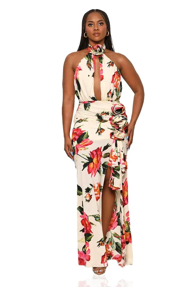 Lilly039s Kloset Dresses Your Favorite Flower Maxi Dress Cream Multi FINAL SALE 8211 Women