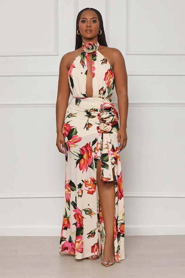 Lilly039s Kloset Dresses Your Favorite Flower Maxi Dress Cream Multi FINAL SALE 8211 Women