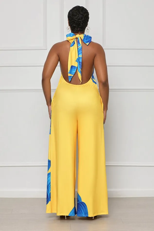 Lilly039s Kloset Jumpsuits and Rompers Cabana Palm Print Jumpsuit Yellow Multi FINAL SALE 8211 Women
