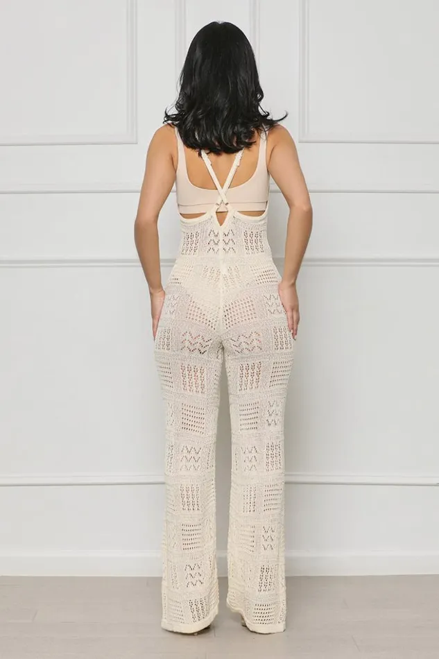 Lilly039s Kloset Jumpsuits and Rompers Island Escape Crochet Jumpsuit Cream FINAL SALE 8211 Women
