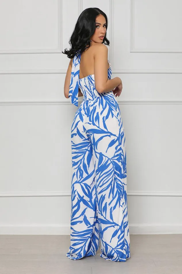 Lilly039s Kloset Jumpsuits and Rompers Take A Trip Halter Jumpsuit Blue MultiFINAL SALE 8211 Women