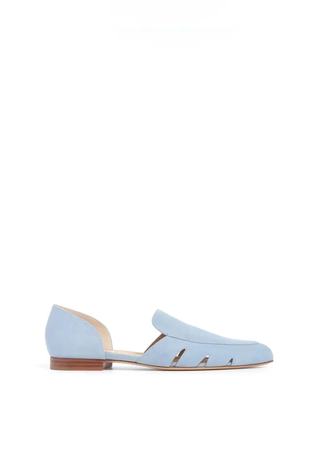 Loafers Women Gabriela Hearst Rory Flat Shoe In Stone Blue Suede