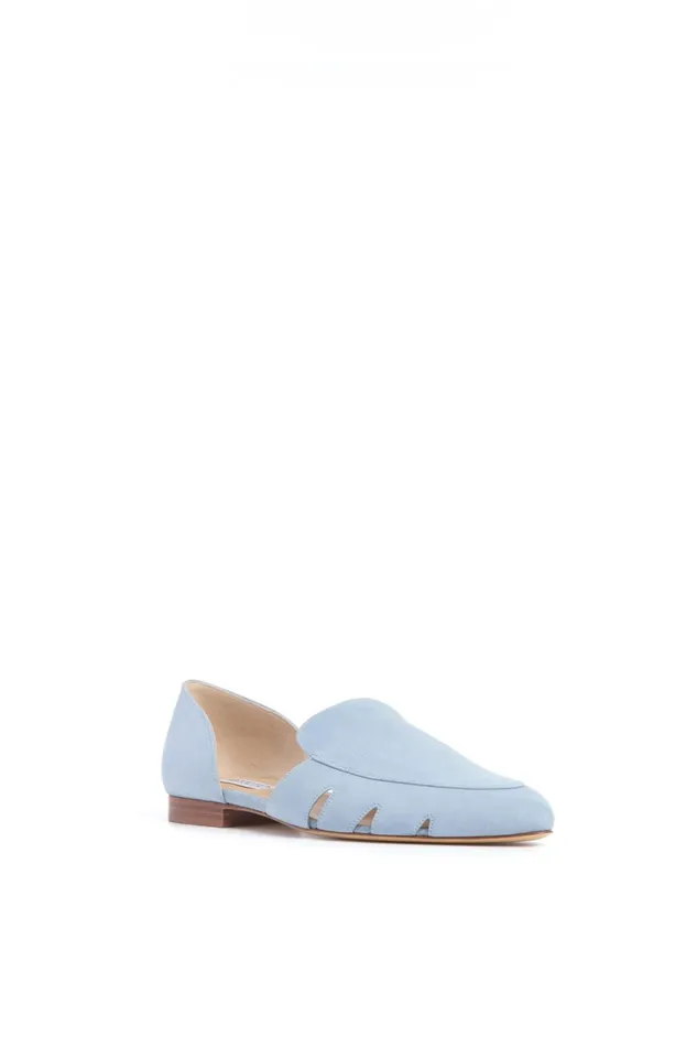 Loafers Women Gabriela Hearst Rory Flat Shoe In Stone Blue Suede