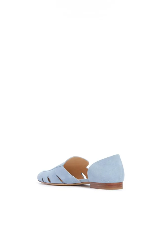 Loafers Women Gabriela Hearst Rory Flat Shoe In Stone Blue Suede
