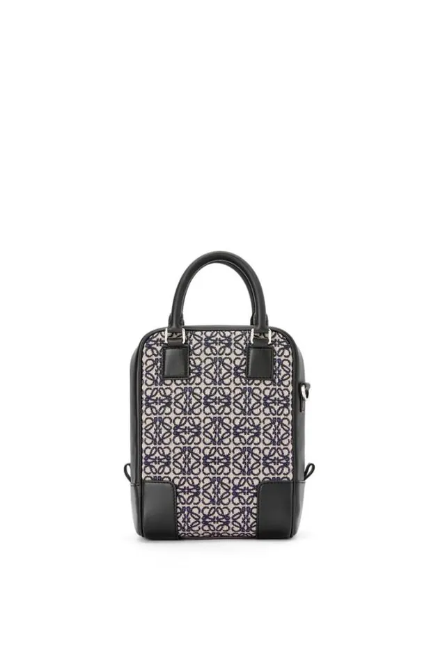 Loewe Amazona 15 In Anagram Jacquard And Calfskin Navyblack Men Tote Bags