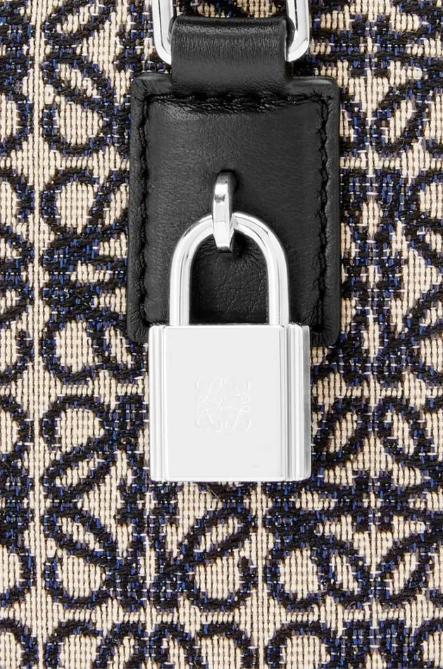Loewe Amazona 15 In Anagram Jacquard And Calfskin Navyblack Men Tote Bags