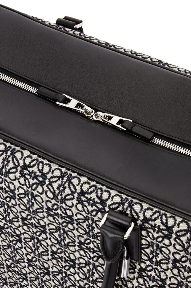 Loewe Amazona 44 Bag In Anagram Jacquard And Calfskin Navyblack Women Tote and Top Handle Bags