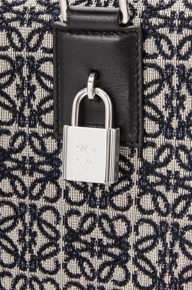 Loewe Amazona 44 Bag In Anagram Jacquard And Calfskin Navyblack Women Tote and Top Handle Bags