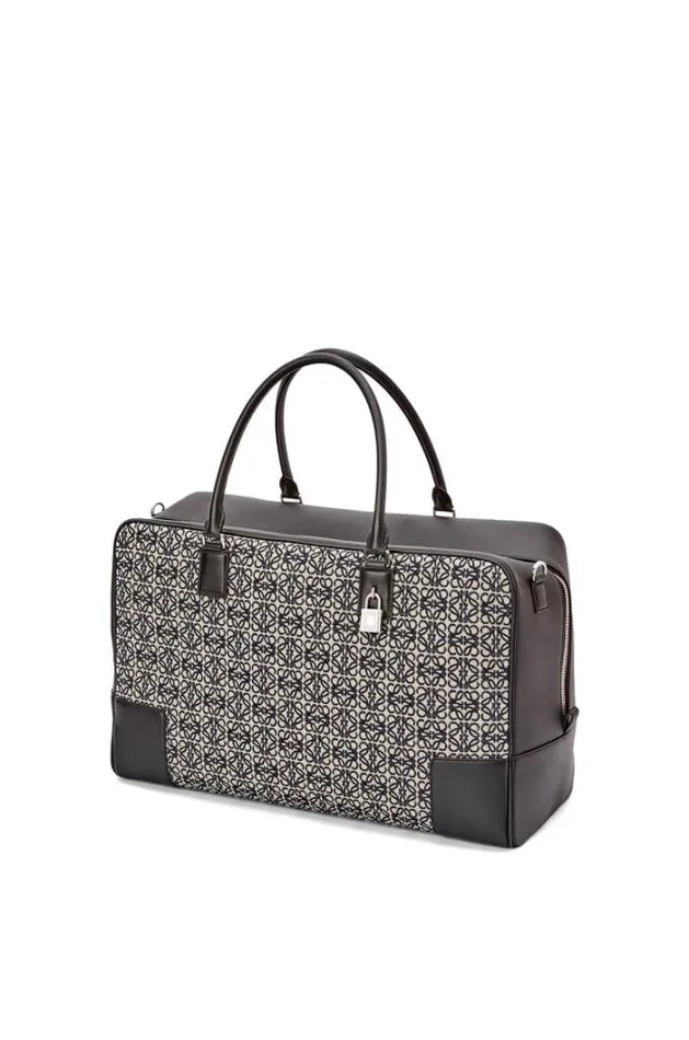 Loewe Amazona 44 Bag In Anagram Jacquard And Calfskin Navyblack Women Tote and Top Handle Bags