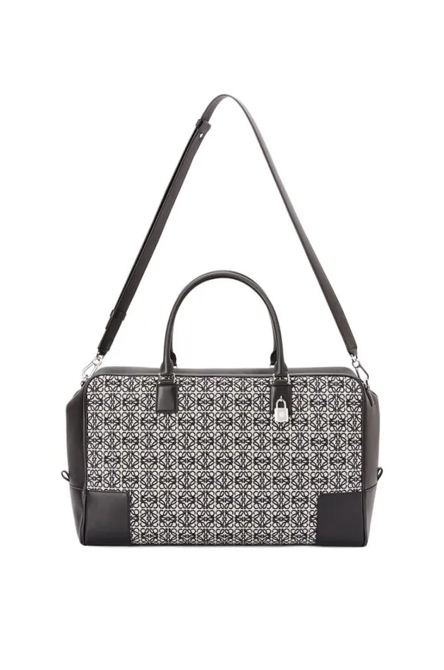 Loewe Amazona 44 Bag In Anagram Jacquard And Calfskin Navyblack Women Tote and Top Handle Bags