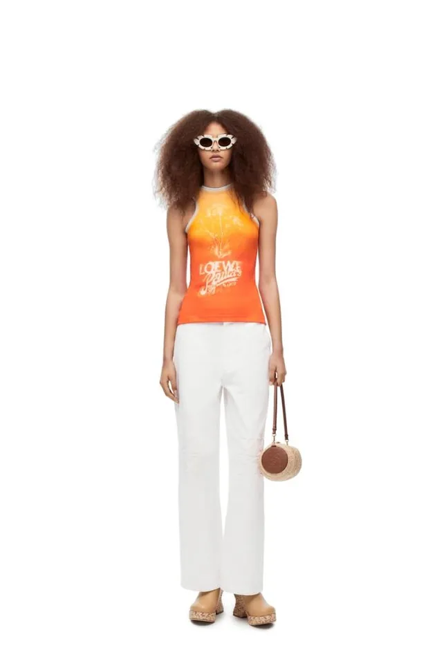 Loewe Anagram Baggy Jeans In Denim White Women Trousers and Shorts