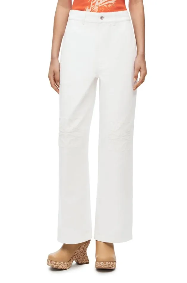 Loewe Anagram Baggy Jeans In Denim White Women Trousers and Shorts