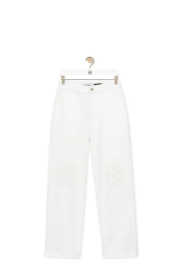 Loewe Anagram Baggy Jeans In Denim White Women Trousers and Shorts
