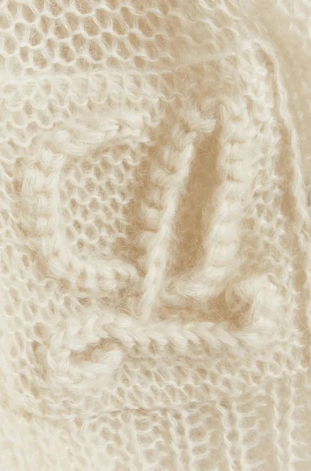 Loewe Anagram Cardigan In Mohair Ecru Women Knitwear