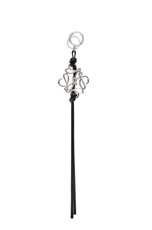 Loewe Anagram Charm In Calfskin Palladiumblack Women Bag Charms and Keyrings