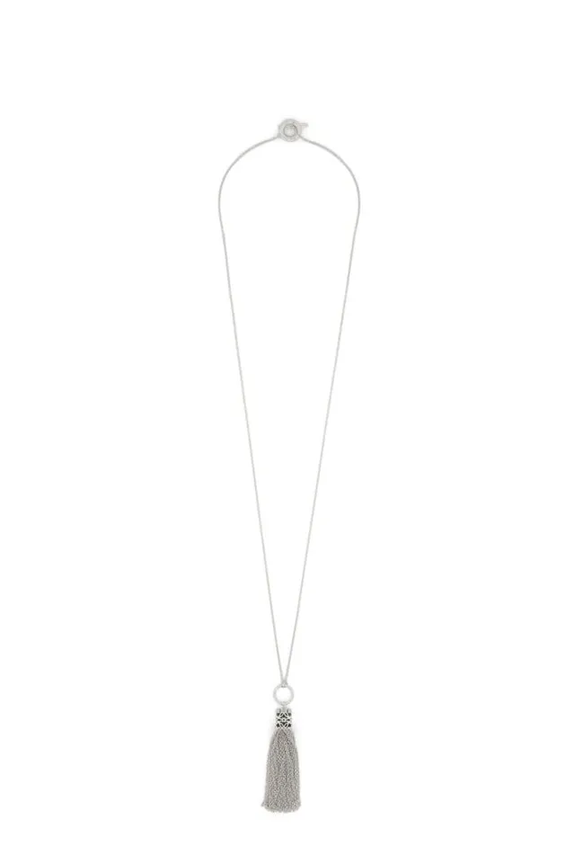 Loewe Anagram Fringe Necklace In Sterling Silver Silver Women Silver Jewellery