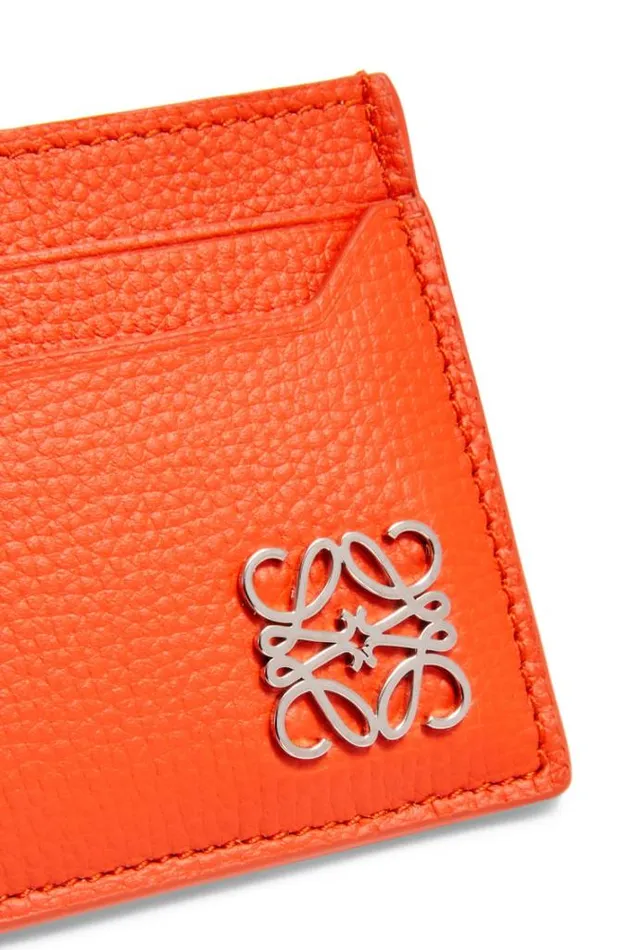 Loewe Anagram Plain Cardholder In Pebble Grain Calfskin Vivid Orange Women Cardholders and Coin Purses