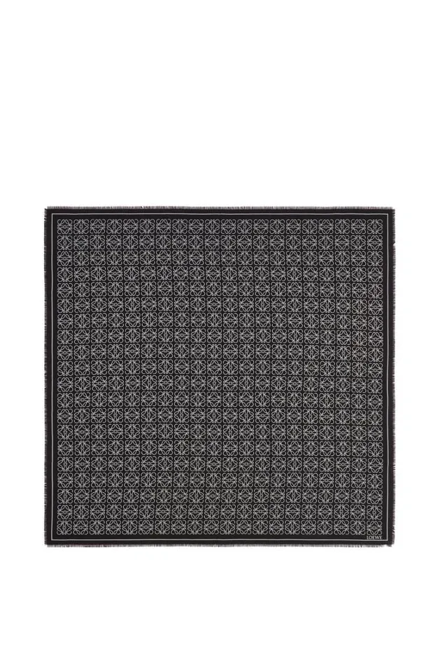 Loewe Anagram Scarf In Wool And Silk Blackblack Men Scarves