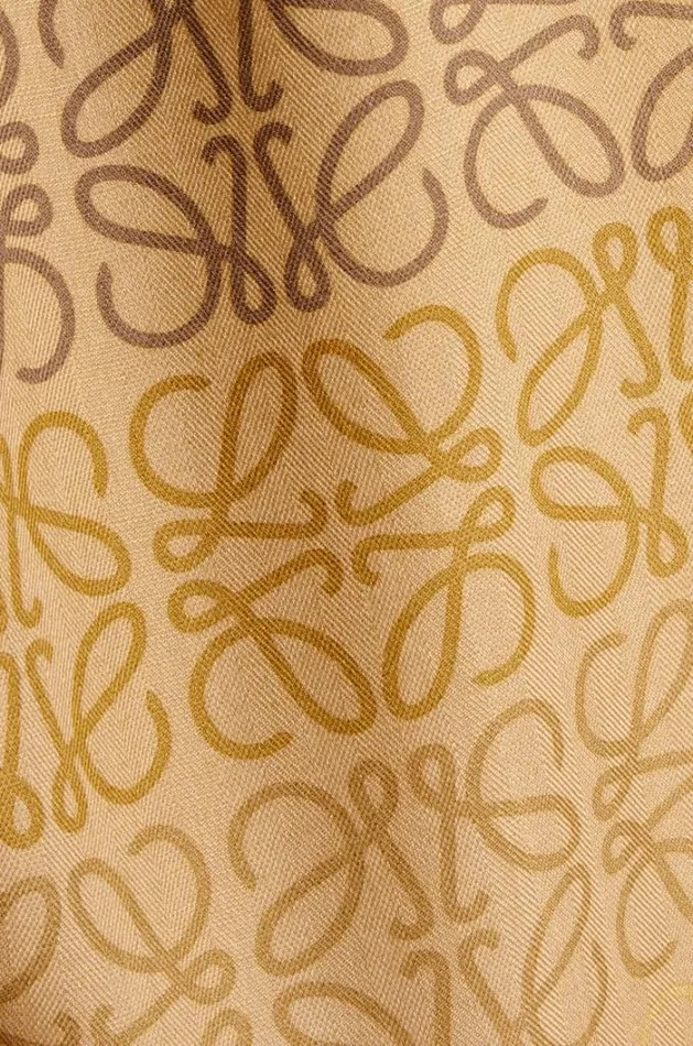 Loewe Anagram Scarf In Wool Silk And Cashmere Camel Women Scarves