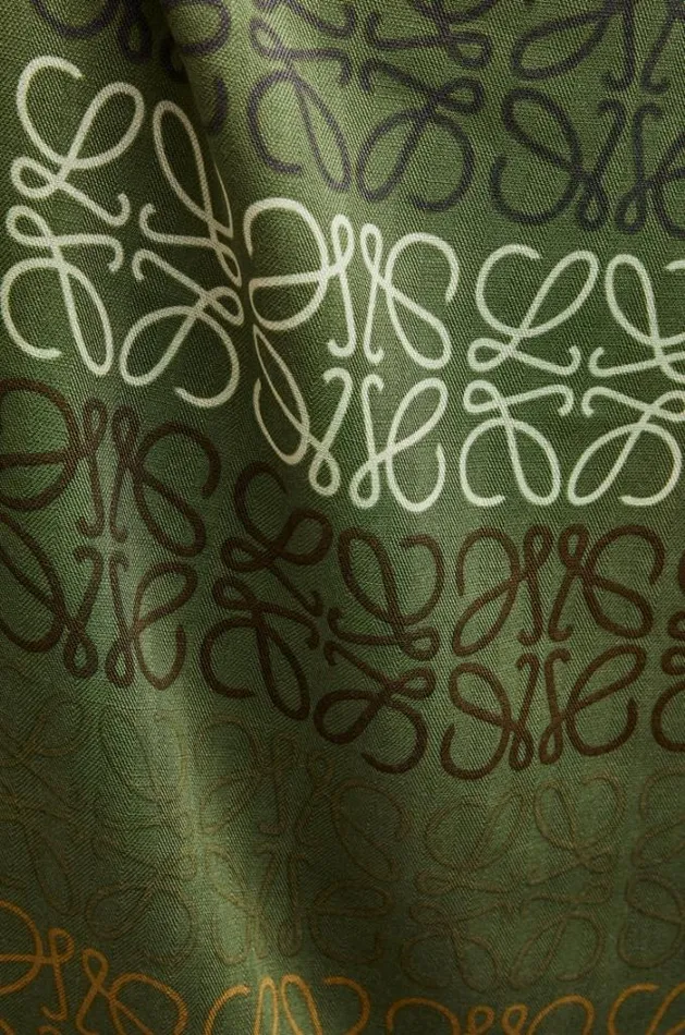 Loewe Anagram Scarf In Wool Silk And Cashmere Greenmulticolor Men Scarves