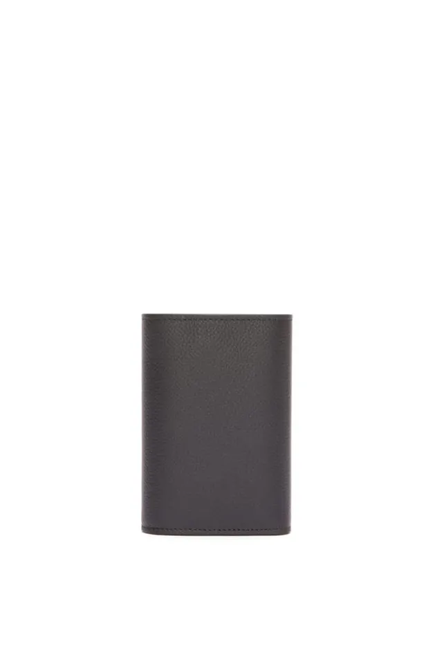 Loewe Anagram Small Vertical Wallet In Pebble Grain Calfskin Black Women Small Wallets
