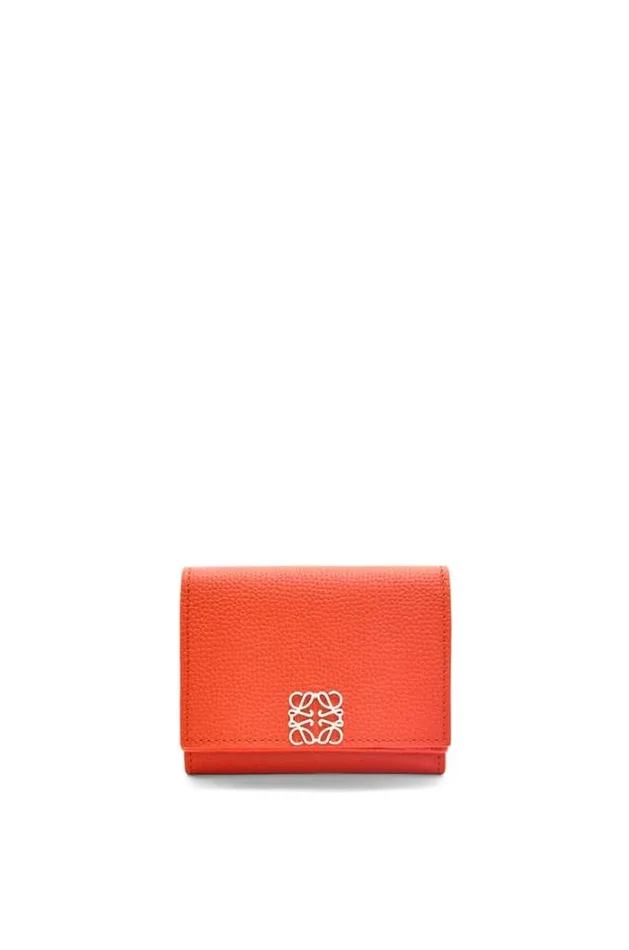 Loewe Anagram Trifold Wallet In Pebble Grain Calfskin Sunrise Orange Women Small Wallets Loewe Anagram Trifold Wallet In Pebble Grain Calfskin Sunrise Orange Women Small Wallets