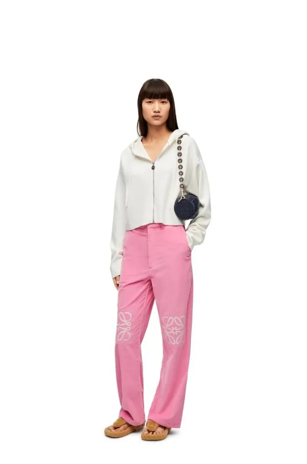 Loewe Anagram Zipup Hoodie In Wool White Women Tshirts and Sweatshirts