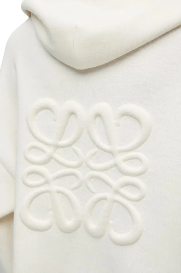 Loewe Anagram Zipup Hoodie In Wool White Women Tshirts and Sweatshirts
