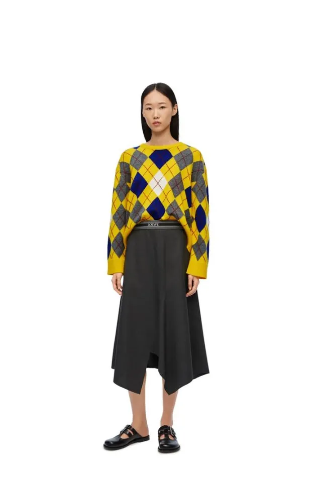 Loewe Argyle Sweater In Wool Yellowmulticolour Women Knitwear